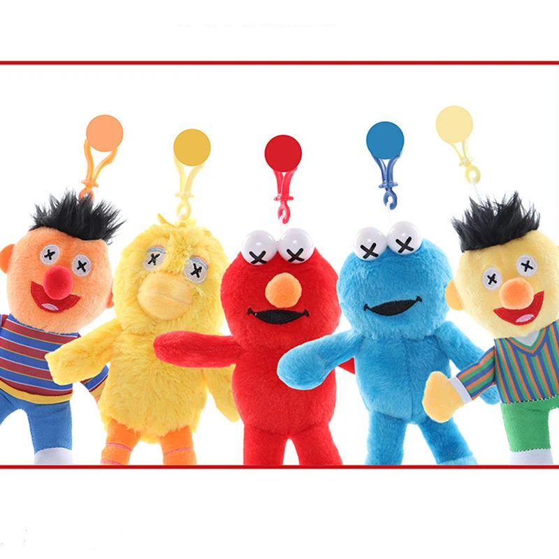 

New 15cm Sesame Street Anime Keychain Plush Toy For Children Kawaii Cartoon Character Stuffed Doll KAW Funny Christmas Gift