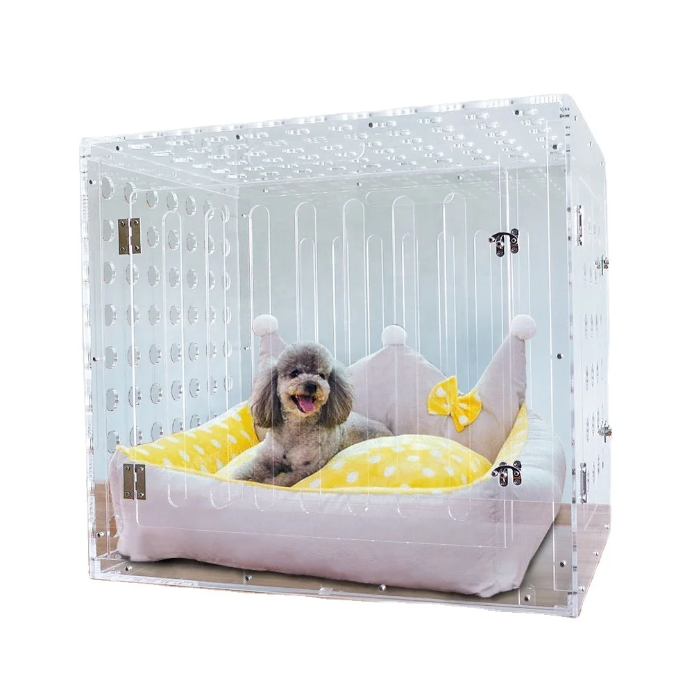 

Customized Transparent Plastic Pet Kennel Clear Acrylic Dog Kennel Cage with Door