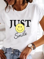 print fashion women female summer ladies casual face letter trend cute short sleeve clothes t shirts t clothing graphic tee