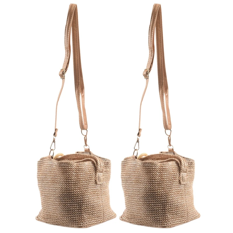 

2X Summer Women Handbag Fashion Straw Bags Ladies Beach Straw Bag Female Rattan Bag Small Bags For Women Rattan Handbags