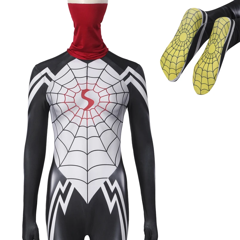 

Halloween Carnival The Amazing Spider Women Suit Silk Cosplay Costume Superhero 3D Printing Cindy Jumpsuit Heroine Sexy Bodysuit
