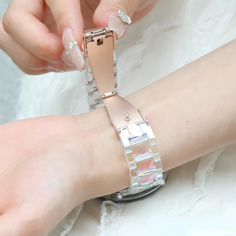 20mm 22mm Slim Dazzling Resin Laser Transparent Strap for Samsung Galaxy Watch 5Pro 45mm For Huawei GT2/3 smart watchband Correa