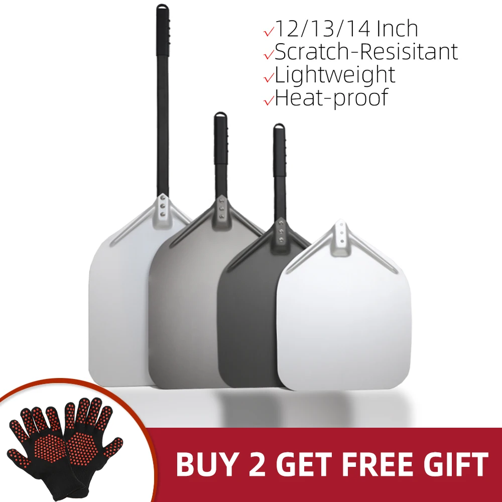 

12 13 14 дюймов лопатка для пиццы с длинной ручкой, твердая анодированная лопата, квадратная лопатка для пиццы, кухонные аксессуары, антипригарные Инструменты для выпечки