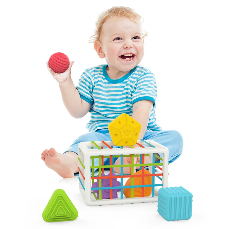 

Baby Toys Shape Sorting Hand Touch Ball Sensory Toy Infant Rattle Massage Soft Ball Tactile Developing Shape Color Cognition Toy