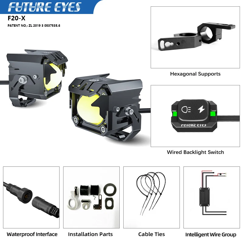 

FUTURE EYES F20-X 60W Wired Switch Auxiliary LED Light for Motorcycle