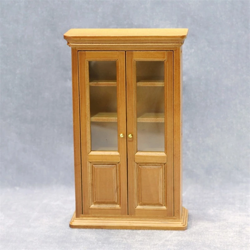

1/12 Деревянный Мини-книжный шкаф для кукольного домика полка витрины для шкафа детская игрушка кукольный домик аксессуар украшение