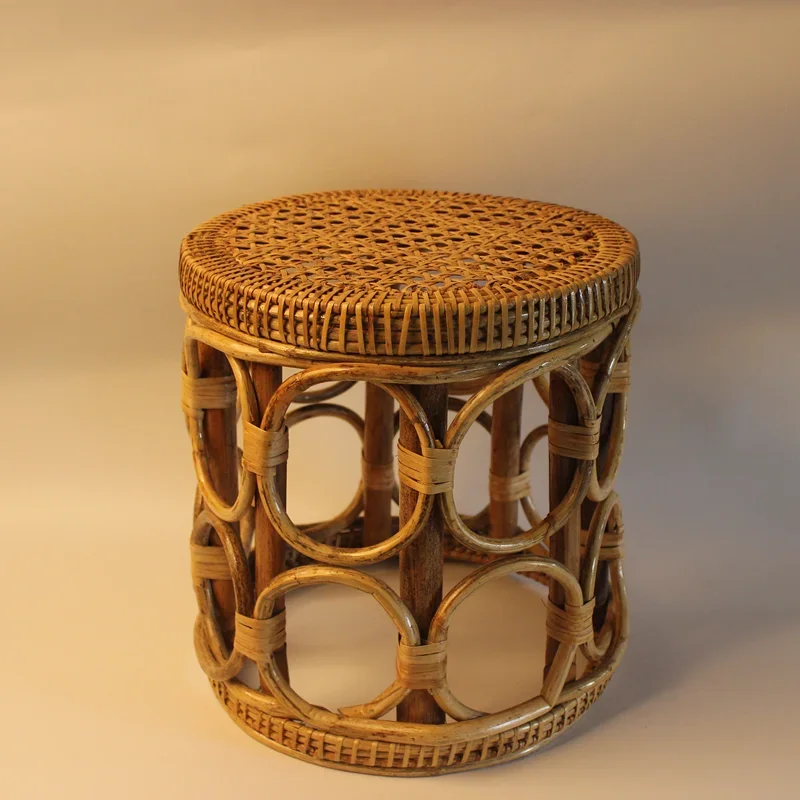 Бамбуковый ротанговый низкий табурет простая гостиная маленькие отманы круглый