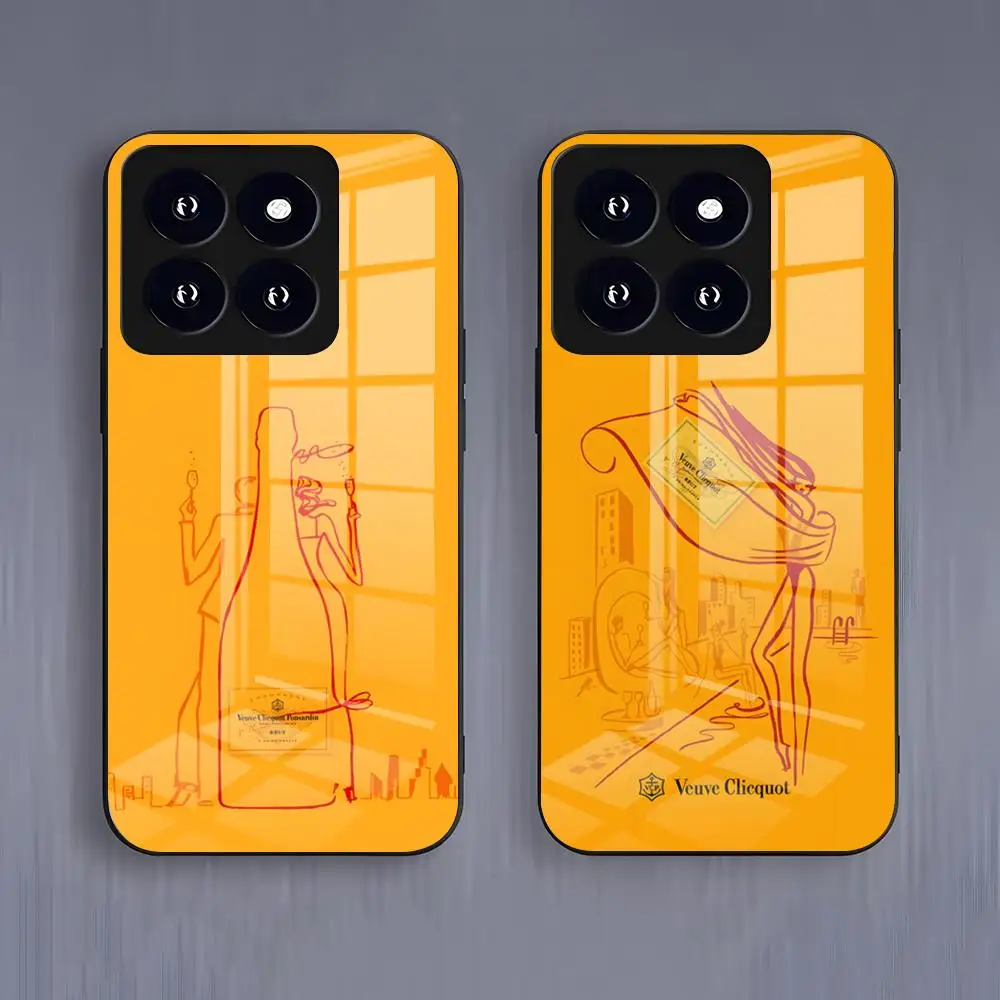Фото Чехол для телефона V-Veuve Of C-Clicquot для Xiaomi 15 14 13 12 S X Pro Lite Mi 11 Ultra T, черный, стеклянный №1