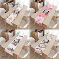 3sizes popular lace linen mothers day printed table runner flag dining kitchen tablecloth table cover party home decor