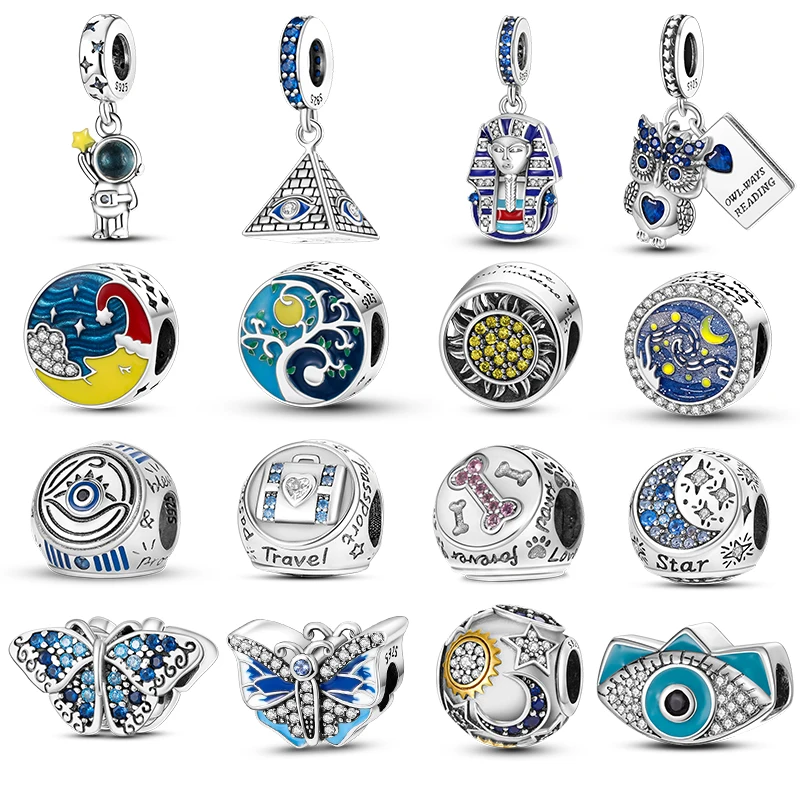 

Fit Pandora Bracelets Charms Plata De Ley 925 Devil's Eye Sun&Moon Butterfly Charms Beads Original DIY Party Jewelry Making