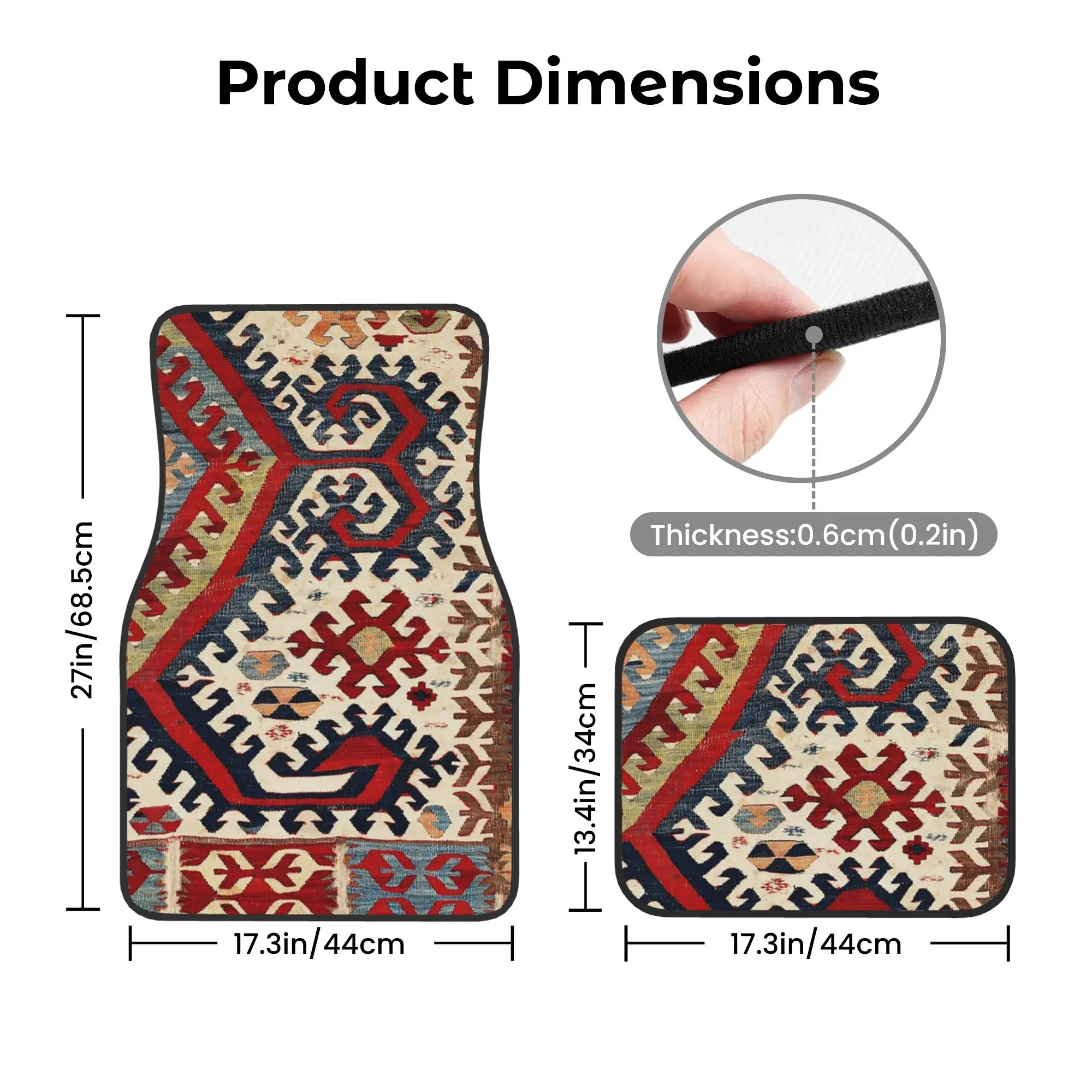 Фото Комплект из 4 универсальных автомобильных ковриков Hotamis Antique Konya Turkish Kilim из хрустального бархата для переднего и заднего ряда, защитные коврики для автомобиля №4
