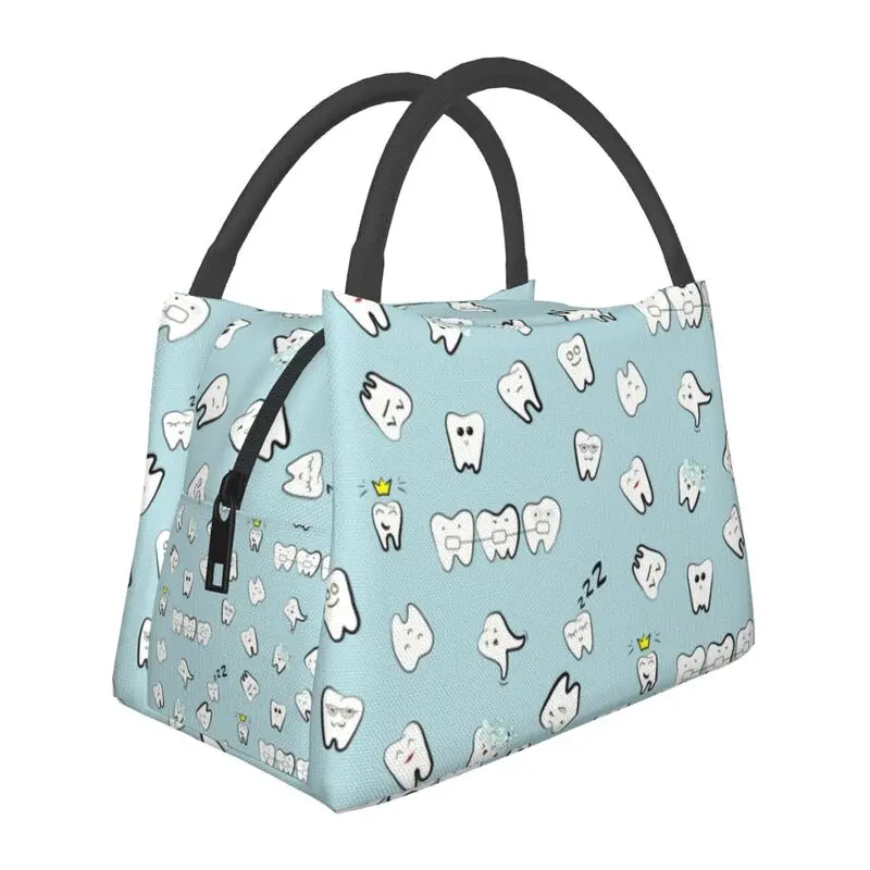 

Custom Funny Teeth Tooth Lunch Bag Women Thermal Cooler Insulated Lunch Box for Office Travel Fruit Fresh Storage Bag lunchbag