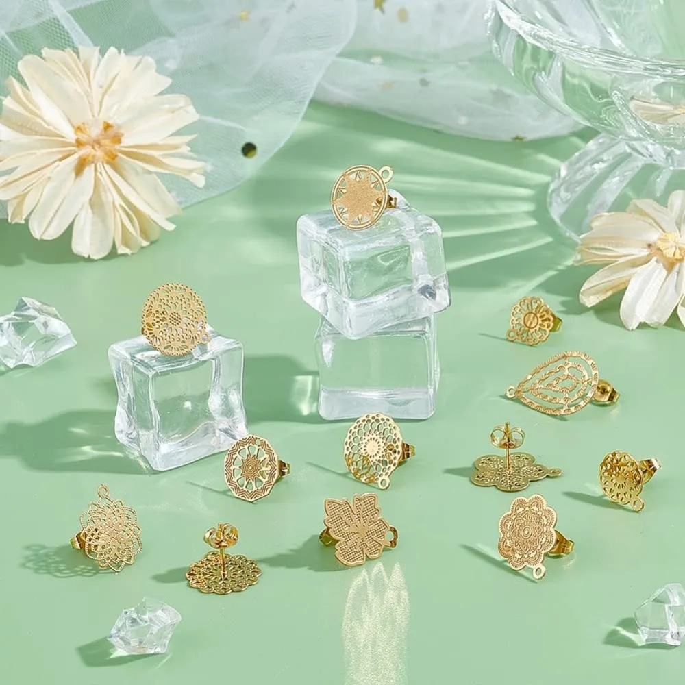 24 шт. серьги-гвоздики из нержавеющей стали