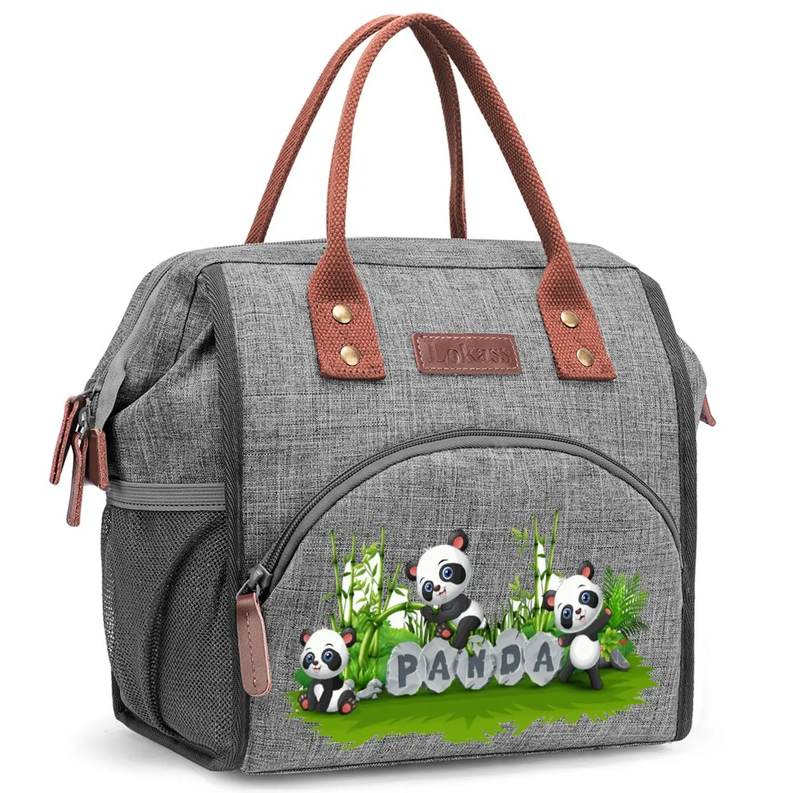 

Портативный Ланч-бокс, водонепроницаемая термоизолированная сумка для обеда, мешок для бенто, Студенческая изоляционная сумка с рисунком панды