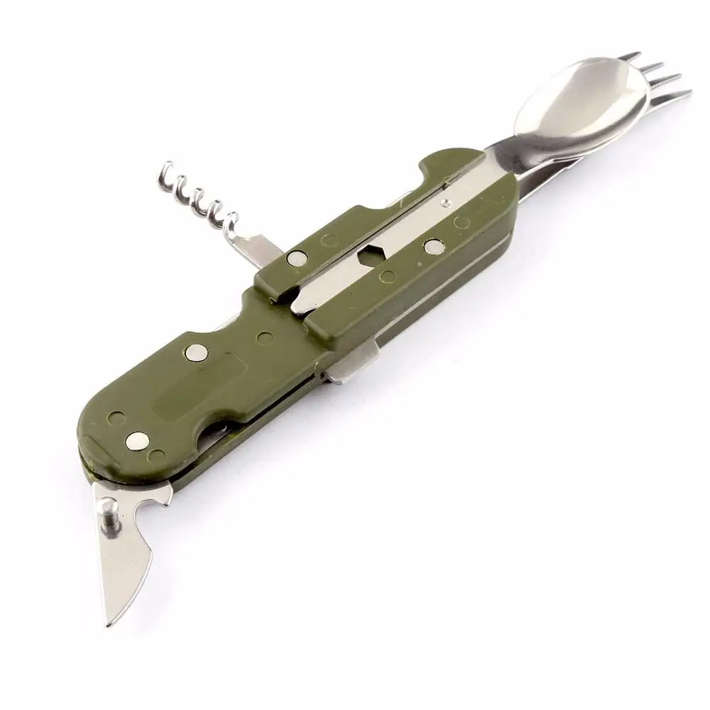 

Folding Army Green Cutlery Utensil Fork Picnic Tableware Opener Travel Kit Camping Flatware Spoon Fork Spoon Outdoor Tableware