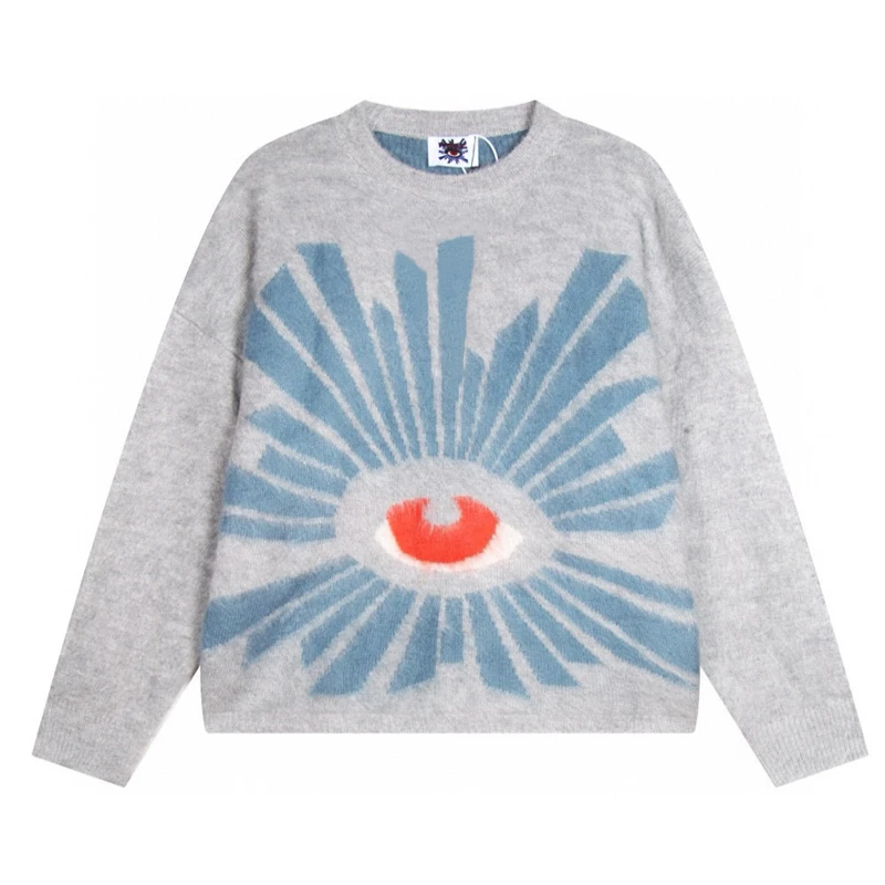 Теплый свитер с объемным рисунком в виде стерео глаз мохеровый Повседневный