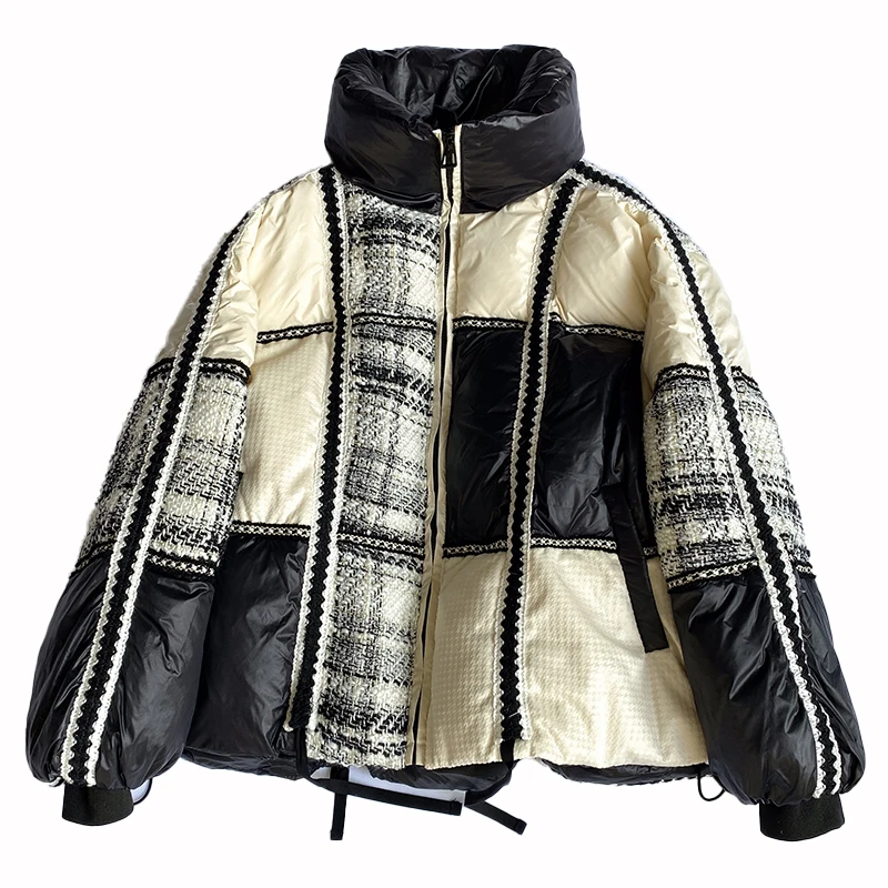 

Thick Down Jacket Women's Short Korean Loose White Duck Down Winter 2020 New Fashion Long Sleeve Elegant Coat F490