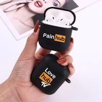 fun love you hub tv approved soft silicone tpu case for airpods pro 1 2 3 sexy black wireless bluetooth earphone case cover