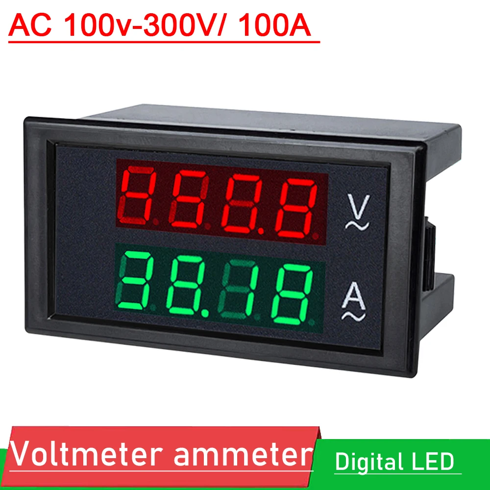 

AC 300V 100A Digital LED Voltmeter Ammeter Amp Volt Meter Voltage Current Measurement + CT Current Transformer 110V 220V