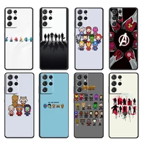aesthetic avengers members for samsung galaxy s22 s21 s20 ultra plus pro s10 s9 s8 s7 4g 5g soft silicone black phone case cover