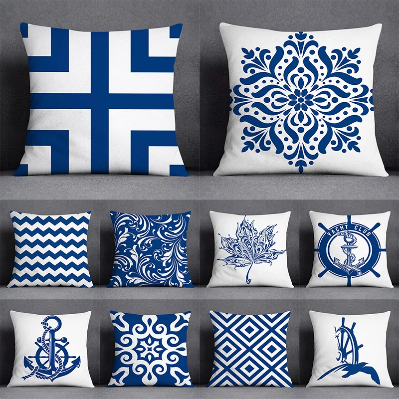 

Blue Mermaid Sailor Marines Home Decoration Pillow Case Square Pillow Case Home Office Decoration Cushion Cover