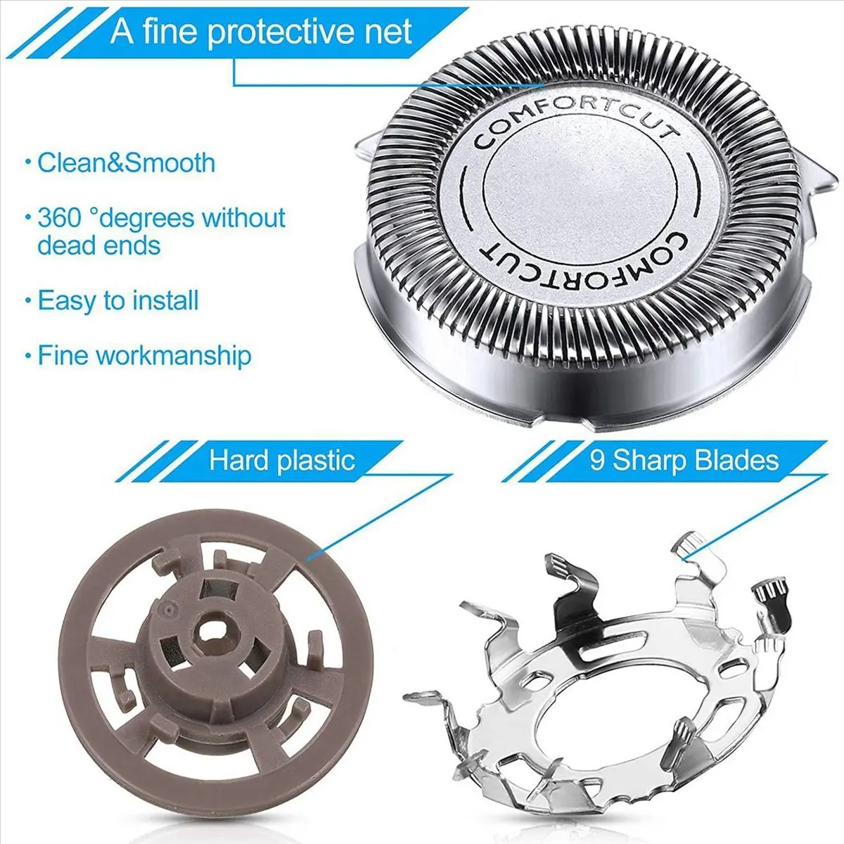 Фото *ESTR 12 шт. SH30/50/52 сменные головки для бритвы для электробритвы Philips серии 1000, 2000, 3000, 5000 лезвий №1