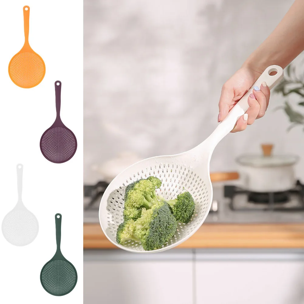 

Kitchen Noodle Blanching Sieve Nylon Colander Long Handle Round Mesh Spoon Draining Noodle Scoop Leaky Net Kitchen Tools