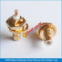 1x pcs brass rf connector socket smb male jack with o ring bulkhead panel deck nut gold straight solder coaxial