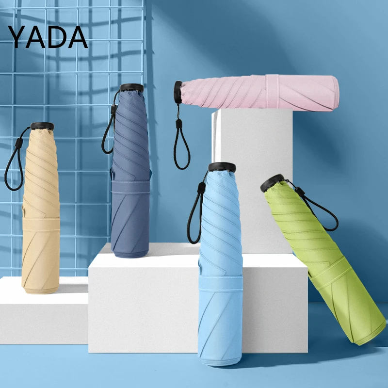 

YADA 2022 Mini Pocket Parapluie Portable For Travel Rain And Sun 5 Folding Umbrellas Parasol For Women Anti UV Umbrella YS220021
