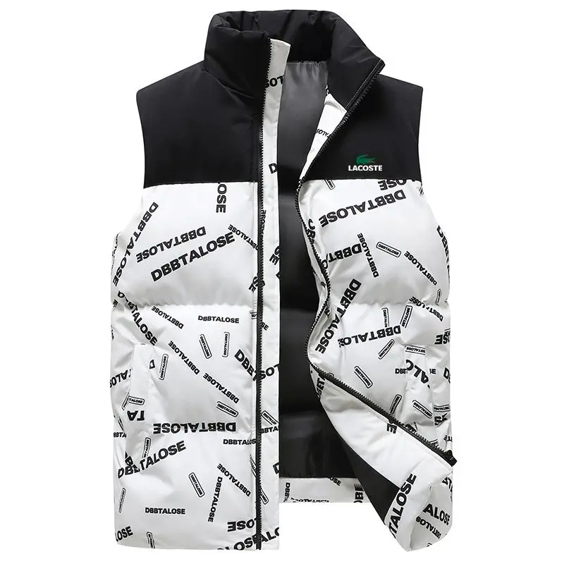 

2023 Down Cotton Horse Jacket Men's Autumn and Winter Fashion Brand Color Matching Loose Vest Stand Up Collar Tank Top Sweethear