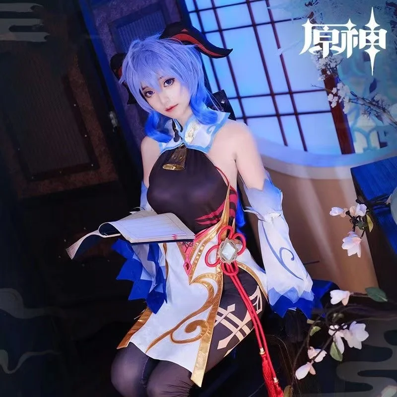 

Костюмы для косплея Game Genshin Impact Ganyu, аниме-фигурка, платье, костюмы на Хэллоуин для женщин, парик