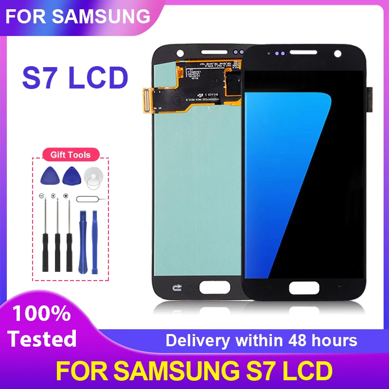 

ЖК-дисплей для Samsung Galaxy S7 G930, сенсорный экран с дигитайзером в сборе, с OLED-дисплеем, G930F, G930FD, G930W8, G930FD, с инструментами, 1 шт.