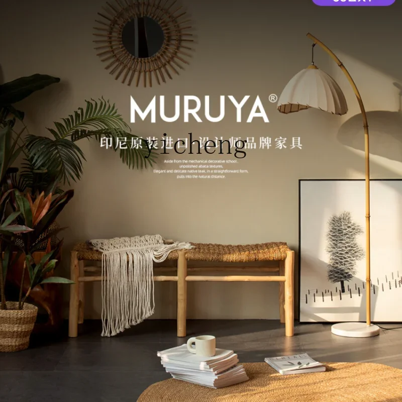 ZK скамейка из твердой древесины Ротанга домашняя длинная обеденный стул I Change Shoes