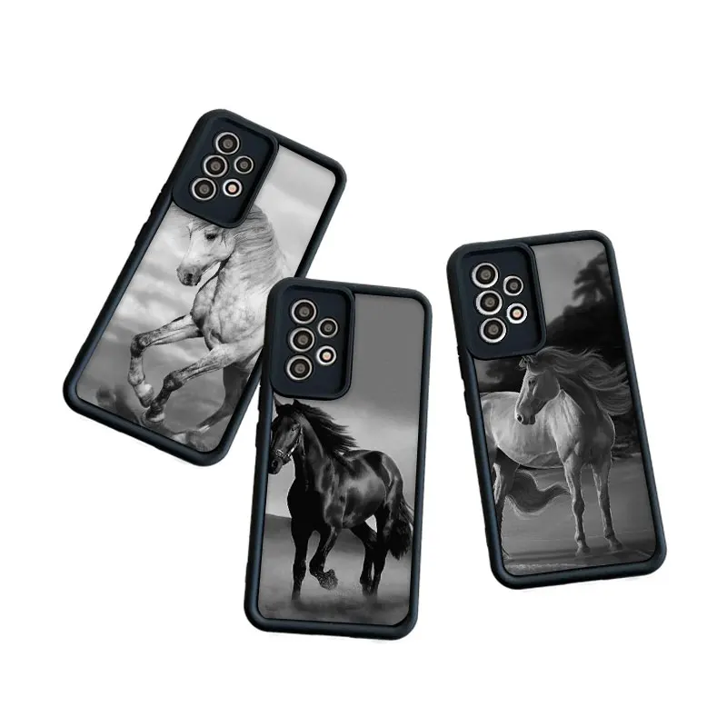 

Black Horse Phone Case For Xiaomi Redmi Note 12 11 10 9 Pro 5G 10C 9s 9A 9C 9T K40 K50 All-inclusive Anti-drop Soft Cover