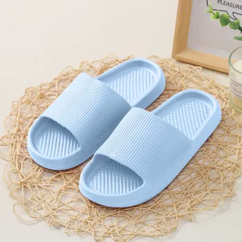 Fashion Solid Color Men And Women Home Flat Slippers Non Slip Bathroom Sandals Soft Sole Leisure Indoor Cloud Cushion Slides 1