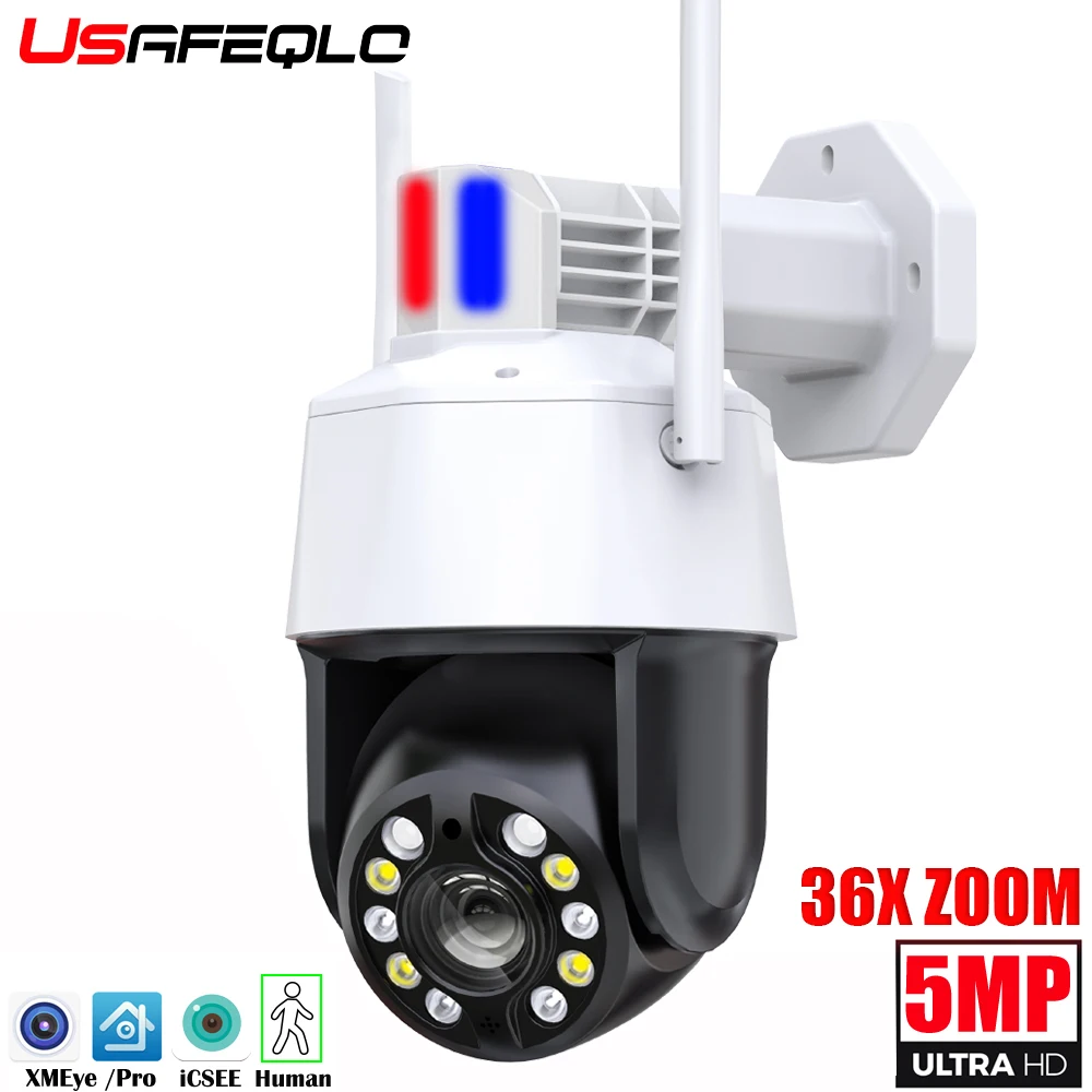 

USAFEQLO 5MP HD IP-камера 2.4G WIFI Открытый 36-кратный оптический + цифровой зум PTZ-камера Цветная камера ночного видения CCTV NVR iCSEEUSAFEQLO 5MP HD IP-камера 2.4G WIFI Наружная 36-кратный оптический + цифровой зу