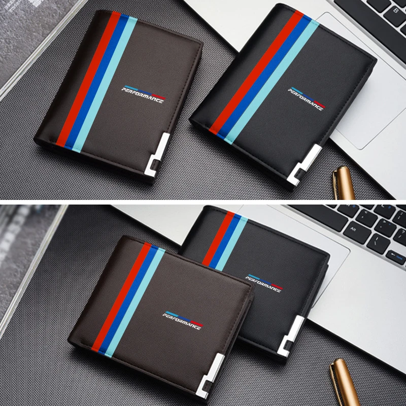 Leather Car Men Wallet Credit Card Ticket Coins Purse Gift For BMW Performance M3 M5 F26 F15 F16 E90 E92 E60 E84 G22 G32 F13 F30