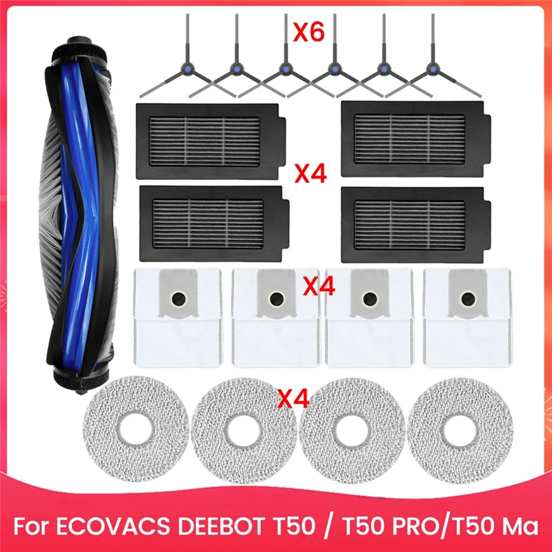 Фото Запасные части A56T-T50 для роботов-пылесосов Forecovacs DEEBOT T50 серии T50 PRO/T50 Max, комплект аксессуаров для пылесоса и швабры №1