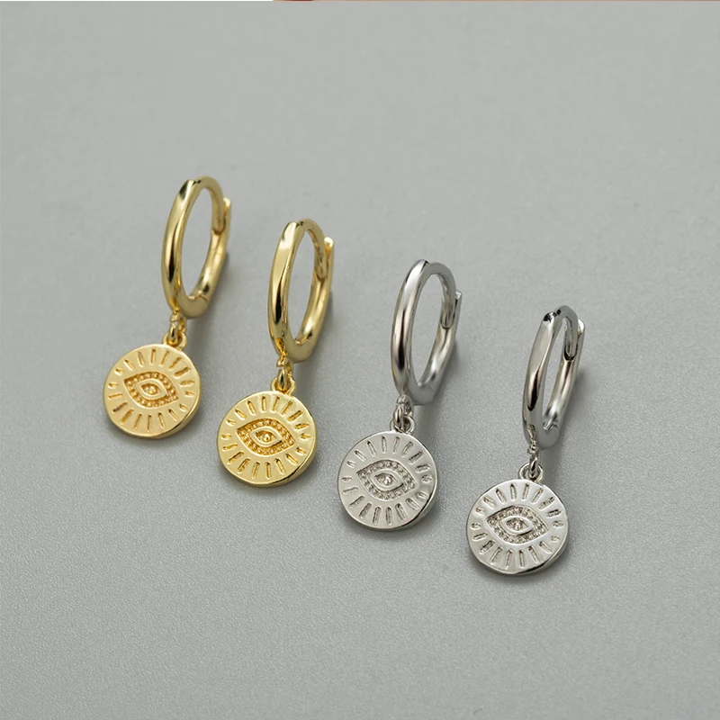 

SIPENGJEL Fashion Punk Luck Eye Dangle Drop Earrings Cute Coins Gold Color Round Earrings for Women Hoops Jewelry Gift