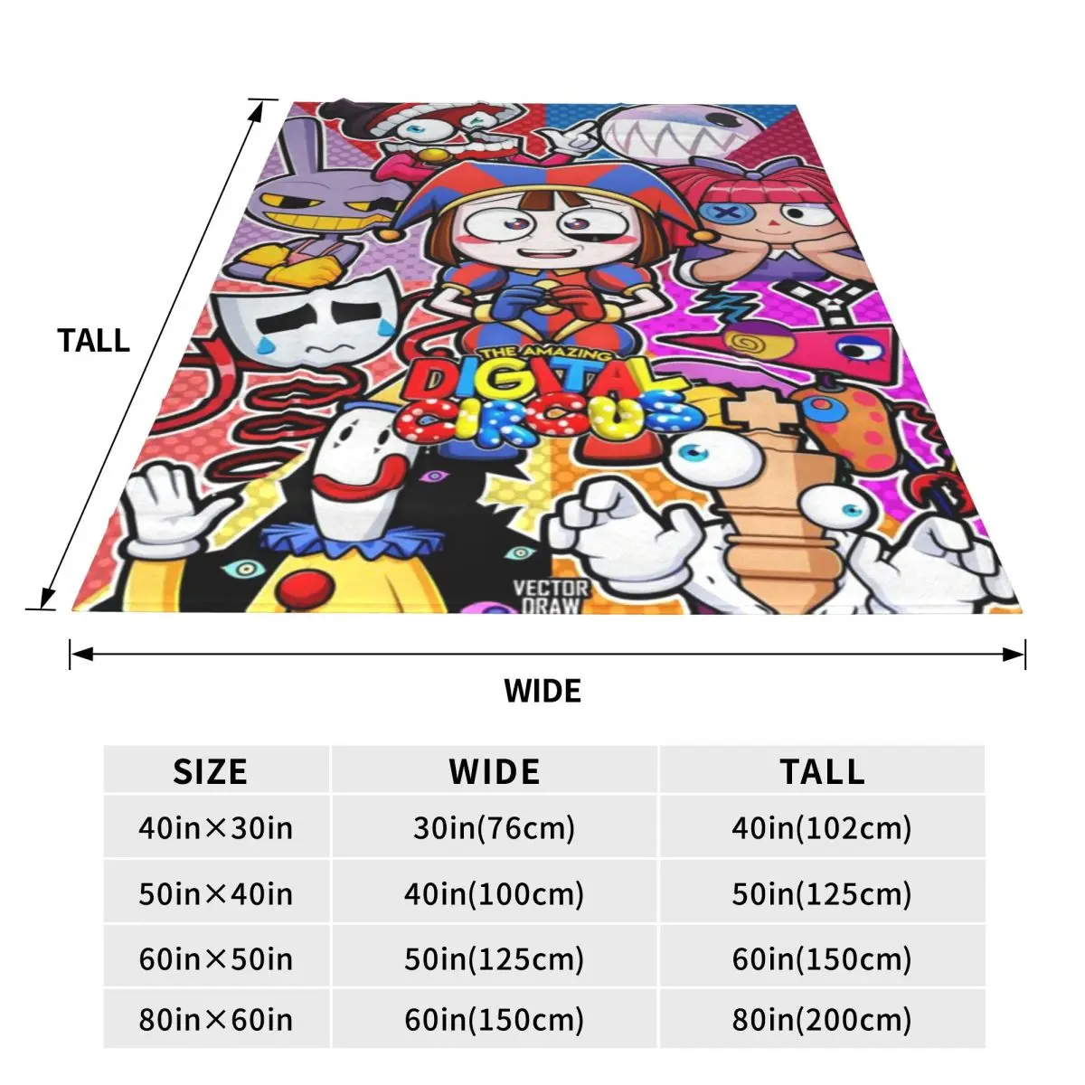 Одеяло Удивительное цифровое цирковое одеяло из микрофлиса четыре размера