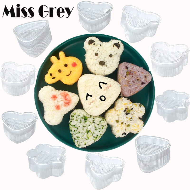 

7Pcs DIY Onigiri Sushi Mold Set Children Bento Nori Triangle Rice Ball Sushi Maker Cartoon Modeling Japanese Bento Accessories