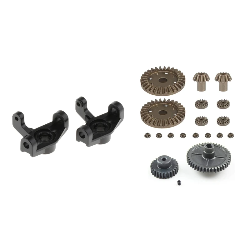 

NEW-2Pcs 1/14 Rc Car Plastic Front Hub Carrier Upgrade Parts & 1 Set Rc Car Parts Upgrade Motor Reduction Differential Gear
