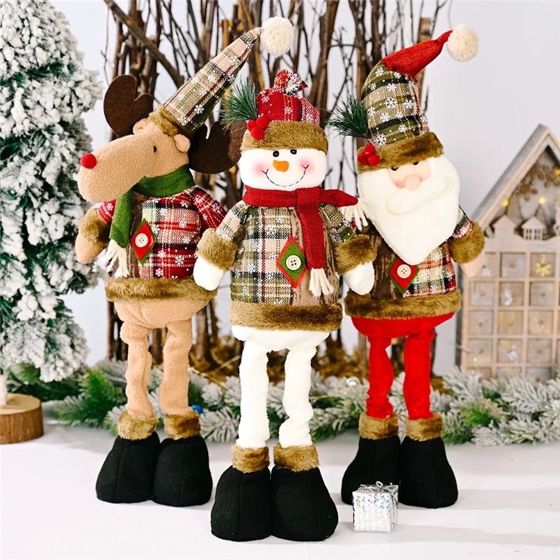 

Christmas Dolls Tree Decor New Year Ornament Reindeer Snowman Santa Claus Standing Doll Navidad Decoration Merry Christmas 2023