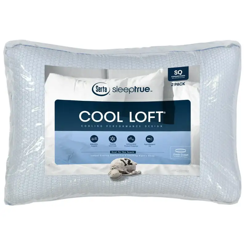 

True Cool Loft Knit Medium Firm Pillow, Standard/Queen, White, 2 Pack, Polyester Blend Neck Cojines decorativos para cama Pillow