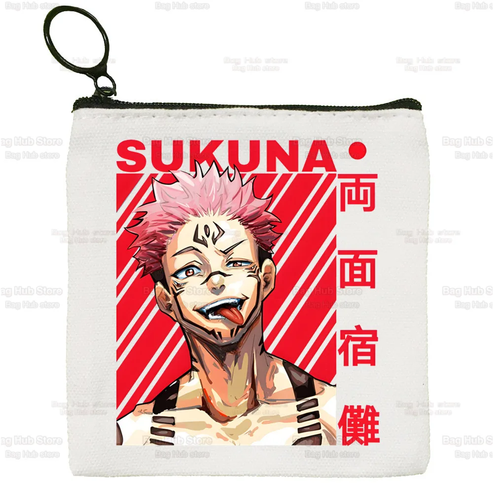 Jujutsu Kaisen Ryomen Sukuna Yuji Itadori Canvas Card Coin Purse Female Cute Simple Coin Mini Zipper Bag