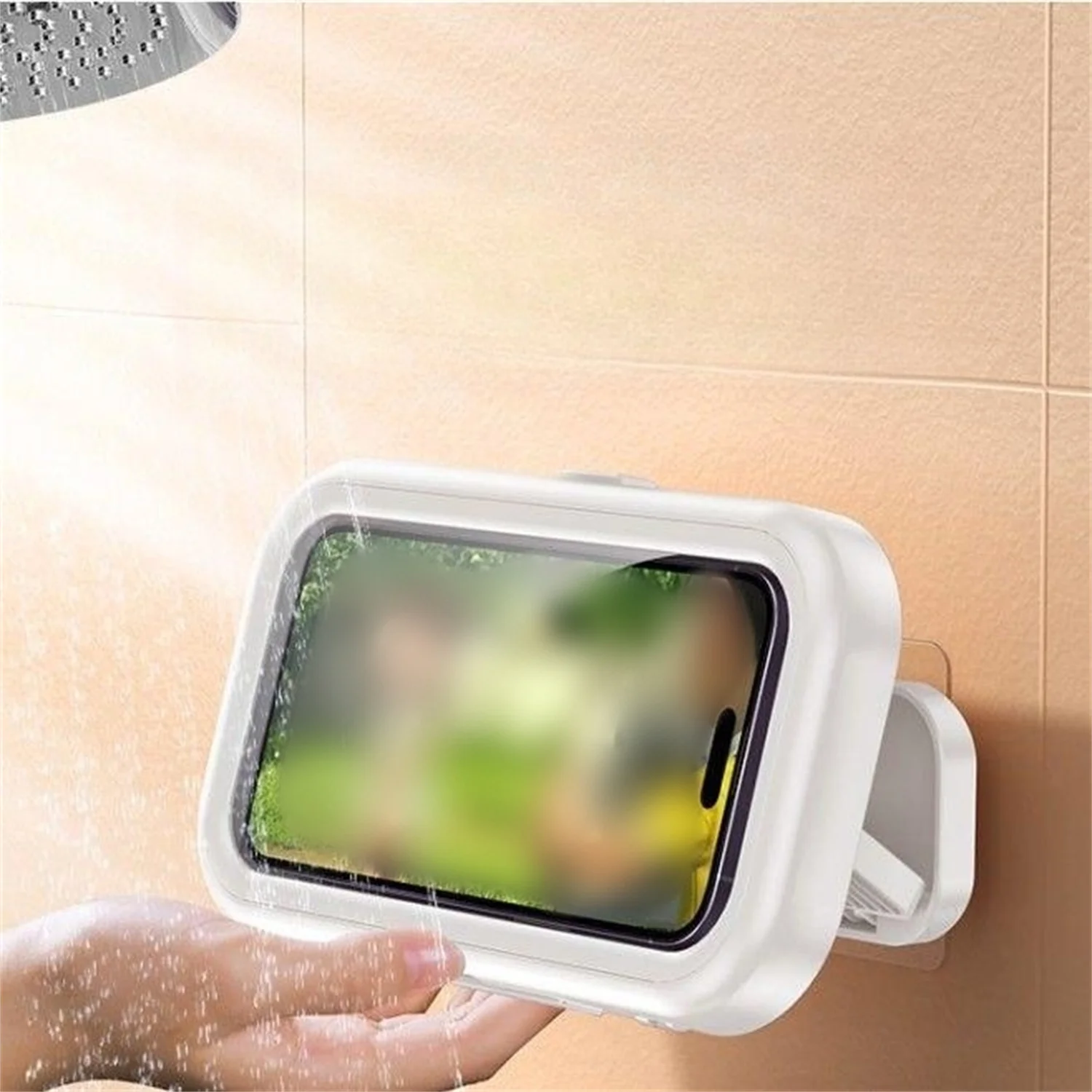 

Portable Phone Holder Waterproof Case Box All Covered Phone Storage Box Wall Mounted With 360° Rotation Bathroom Phone Holder