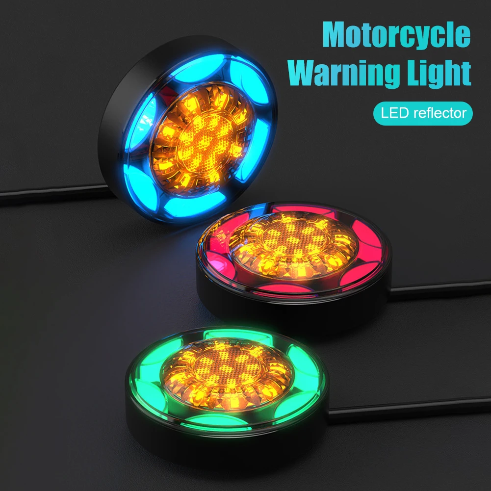 

2Pcs 12V Motorcycle Rear Reflector Light LED License Plate Tail Light Turn Signal /Stop Warning Side Marker Light For MotorBike