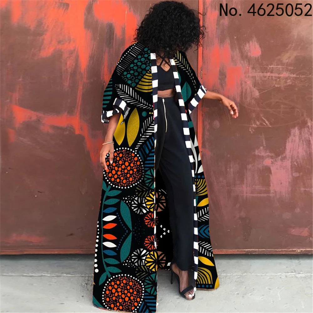 

Африканская одежда для женщин 2021 Дашики осень-зима африканская Женская длинная рубашка с принтом кардиган пальто платье африканские плать...