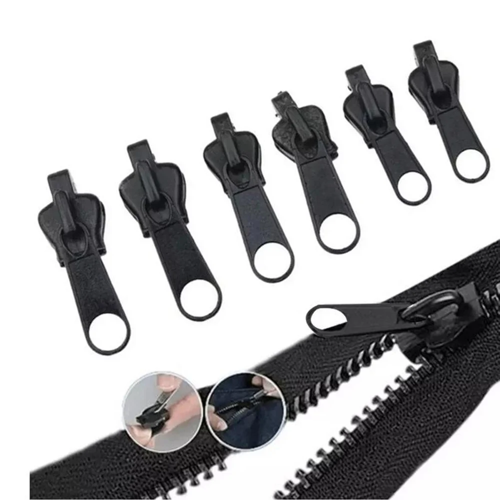 

6 Pcs/3 Sizes Zip Slider Replacement Removable And Reusable Black/Coffee Color Sewing Accessories For Plastic Nylon Or Medal Zip