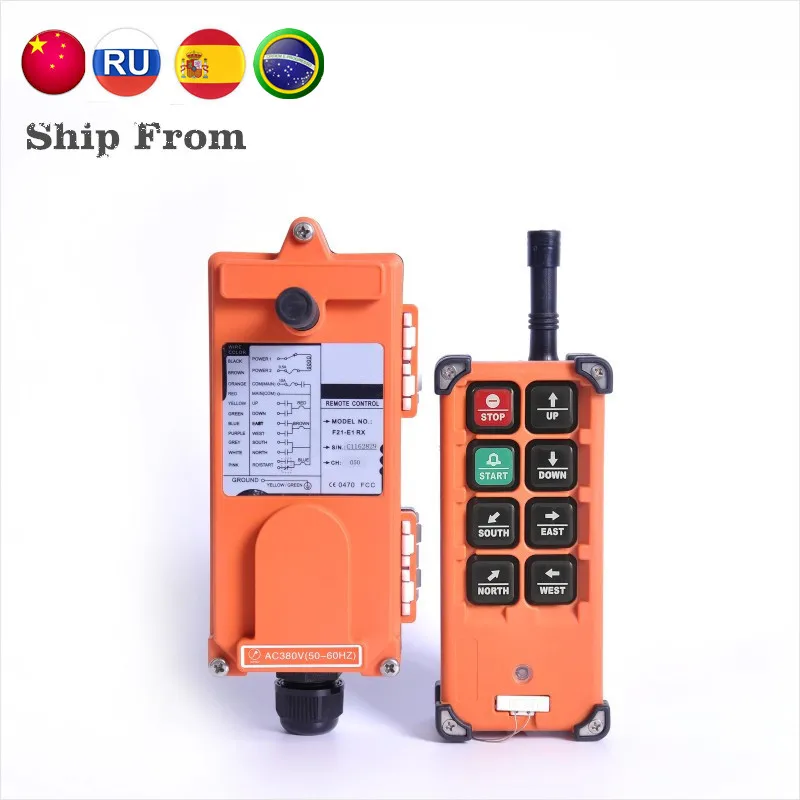 

TELEcrane F21-E1B Industrial Crane Wireless Radio RF Remote Control 1 Transmitter 1 Receiver for Truck Hoist 220V 380V AC